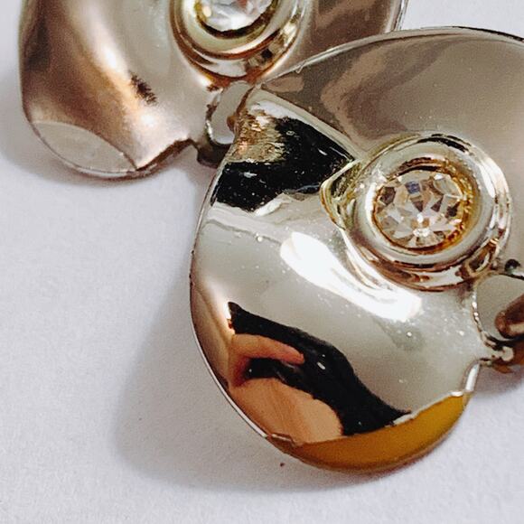 Vintage Mid Century Gold Tone Heart Rhinestone Choker Necklace 1950s - Picture 6 of 15